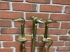 Brass Duck Head Fireplace Tool Set Vintage 1970s Mallard 6 Piece 5 Tools   Stand