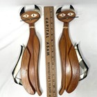 1960   s Pair Of Masketeers Siamese Cats Mcm Wall Hanging Wood   Metal Art  Guc