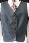 Ladies Youth Saddleseat Vest Reversible Gray -navy Pinstripe Chest 38  Vgc