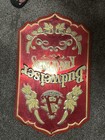 Vtg Budweiser King Of Beers Red   Gold Embossed Metal Man Cave Sign 1970   s