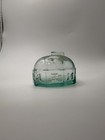 Antique Aqua Glass Inkwell Base     Octagonal    clem    Embossed