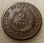      1864 2 Cent Piece Copper Us Coin  Civil War Issue
