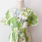 Roberto Quaglia Vintage Silk Floral Dress Size Small Box Pleat Short Sleeve