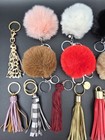 Lot 20 Keychains Tassels Pom Pom Faux Fur Quality Party Favors Fun School Gift