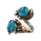 Navajo John Delvin Signed Vintage Sterling Silver Kingman Turquoise Wrap Ring  8