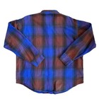 Vintage 70s Melton Wintermaster Blue Shadow Plaid Flannel Shirt Xl 100  Cotton