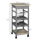 Mobile Kitchen Cart Rolling With Storage Basket   Wheels Microwave Utility Tray