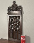 French Antique Gothic Revival Oak Wood Panel crest