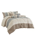 Hig 7 Pieces Gray taupe Embroidery Luxury Retro Style Comforter Set-queen King