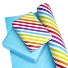Reversible Wrapping 17 X 394 Inch  pack Of 1  Colorful Stripe   Solid Blue