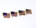Vintage Us American Flag Cufflinks Lot Of 2 Pairs Patriotic Gold Tone Enamel
