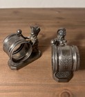Antique Simpson Hall Miller Figural Girl Drummer Silverplate Napkin Rings Pair
