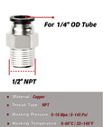 1 4  Tube Od To 1 2  Npt Male Thread Push To Connect Hose Fittings Straight 5pcs