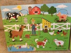     lot Of 2 Melissa   Doug Wooden Knob Animal Sound Puzzles Zoo   Farm    