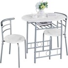 Space Saving Dining Table Set W  2 Chairs Oval Design Compact Small Areas New