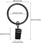 40 Black Curtain Rings With Clips - 1 26  Inner Diameter  40 Count Pack