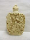 Lot Of 2 Vintage Chinese Perfume Or Snuff Carved Resin Bottles 1 Beige 1 Red