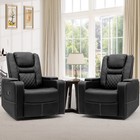Swivel Glider Rocker Recliner Chair With Cup Holders  Home Theater Seating Soft