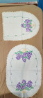 Lot Vintage Embroidered  Linens  Card Table Cover   Doilies  Estate Find 7 Total