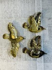 3 Vintage Homco Metal Brass Gold Flying Birds Wall Art Decor  4 1 2  Mcm