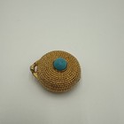Vintage 1960s Estee Lauder Solid Perfume Compact Gold Tone Turquoise Trinket Box
