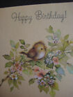 Unused 1970s Vintage Greeting Card Hallmark Birthday Bird On Blossoming Branch