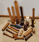 Large Lot Of 28 Vintage   Antique Spools   All Wood  Big And Small 