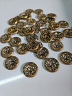 Brass Tone Antique Picture Buttons With Floral Flower Victorian Metal Set Of 39