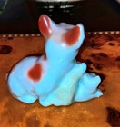 Vintage Terrier Brown   White Ceramic Dog W  Puppies Figurine  Made In Japan