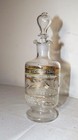 Antique Hand Blown 19th Century Painted Enameled Glass Liquor Decanter Bottle 