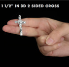 Jesus Cross Christian Catholic Pendant On 925 Sterling Silver Plated 18  Chain