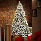 7 5ft Pre-lit Snow-flocked Pine Realistic Artificial Holiday Christmas Tree
