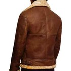 Men s Brown Sheepskin Genuine Leather Fur Jacket Raf Shearling Aviator B3 Bomber