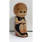 Vintage Made In Japan Sitting Girl Figurine Polka Dot Dress Number 291 Kitsch