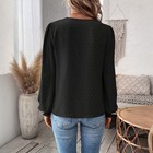 Women Lace V Neck Tunic Tops Ladies Casual Loose Long Sleeve Plain Blouse Shirt