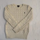 Polo Ralph Lauren Boys Size Medium  10-12  Ivory Cable Knit Long Sleeve Sweater