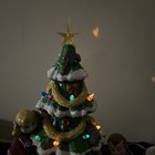 Vintage Ceramic Christmas Tree With Kids Decorating  Measures 17 1 2 Inches Tall