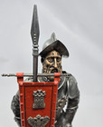 Metal Medieval Knight In Armor Banner Figurine Statue 16    Spain No Sword