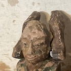 Pair Of Antique Asian Carved Wood Figures Architectural Fragments Faun Satyr