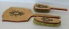 Vintage Vanity Dresser Set Mirror Brushes 3 Pieces Pink Celluloid Art Deco
