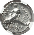 Calabria  Taras  Ngc Au 5 5 4 5 Ar Didrachm 302 Bc  Philon Magistrate  Rarity-2