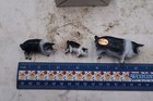  Bone China Japan Black Pig Hog Family Trio Figurine Set Vintage Miniature Matte