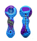 Silicone Tobacco Smoking Pipe With Glass Bowl -  purple blue  - Usa Seller