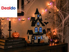 9 Inch Halloween Haunted House Village Figurine Resin Led Decor