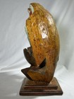 Vintage Carved Painted Coconut Wood Love Birds Collectible Display Decor