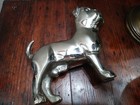 Metal Dog Statue Figurine Shiny Silver Aluminum Male Med Standing Bull Pug