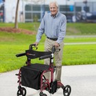 Folding Rollator Walker With Seat And Wheels Supports Up To 300 Lbs-red - Color 