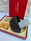 Ferragamo Men s Belt - Black Leather - Gold   Grey Buckle - 115 Cm