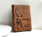 Rustic Leather Journal Notebook Handmade Deckle Edge Paper Leather Bound Books 