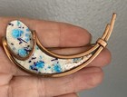 Signed Vintage Matisse Renoir Pin Copper Enamel Modernist Brooch Blue Mcm Read